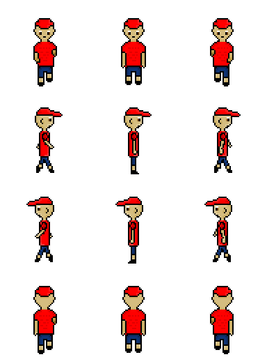 Chill Guy spritesheet: four rows and three columns